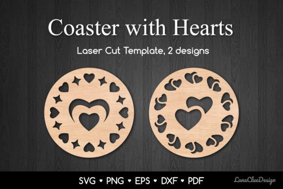 2 Decorative Hearts Coasters SVG: Graphics & Crafts