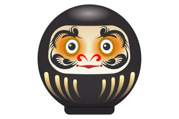 Black Daruma Doll Graphics for Crafts