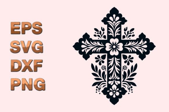 Cross Decorative Floral Design Vector Review
