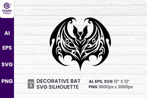 Decorative Bat Silhouette Sublimation 8: Graphics & Crafts