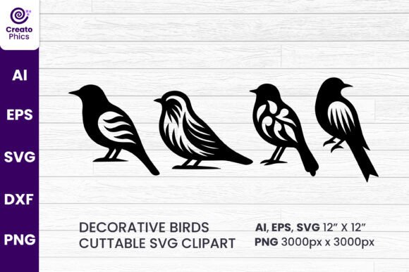 Decorative Birds Silhouette Sublimation Graphics