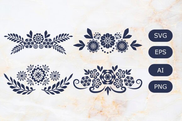 Decorative Flowers Branch SVG Graphics & Elements