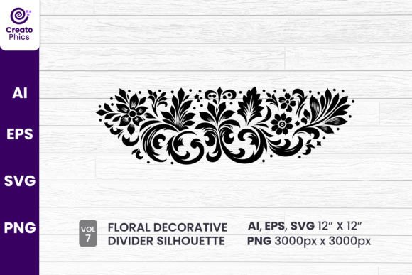 Floral Decorative Divider Silhouette 7 Graphics Review