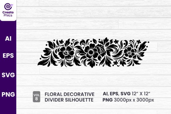 Floral Decorative Divider Silhouette 8 Graphics Review