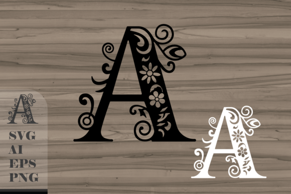 Floral Decorative Letter A: Graphics for Crafts