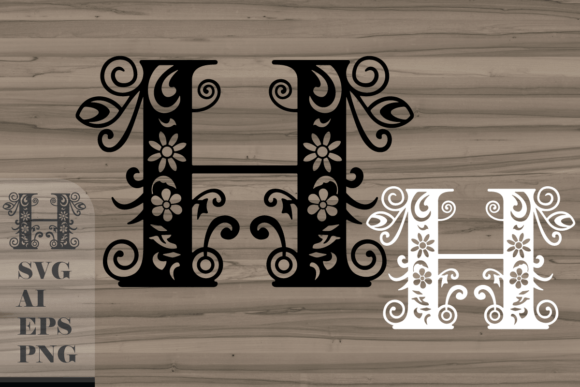 Floral Decorative Letter H: Graphics for Crafts
