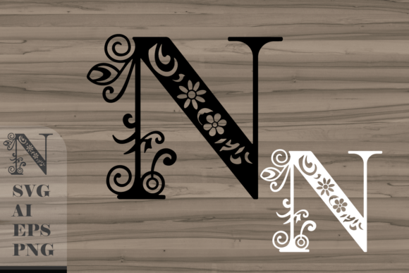 Floral Decorative Letter N: Graphics for Crafts