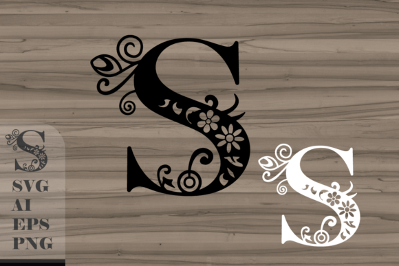 Floral Decorative Letter S: Graphics for Crafts