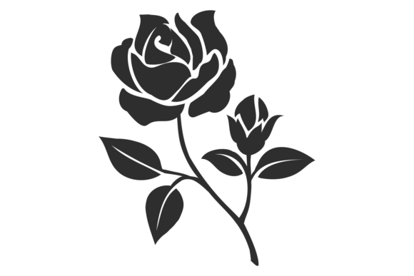 Flower Black Silhouette Rose for Graphics & Crafts