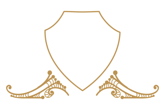 Shield Gold Frame: Vintage Graphics & Decorative Elements