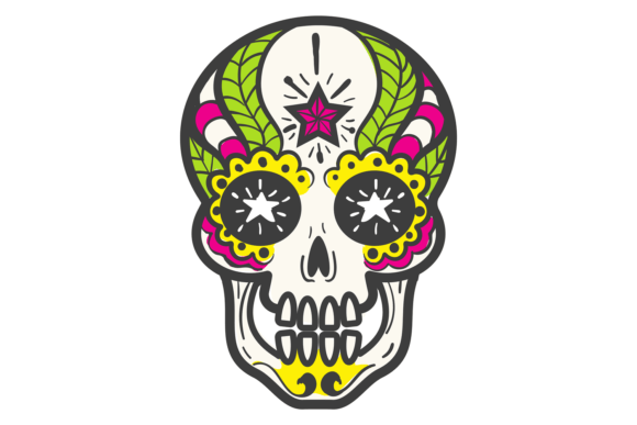 Sugar Skull Drawing for Graphics and Crafts